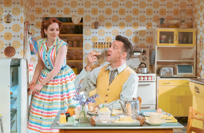 Katherine Parkinson and Richard Harrington in Home, I'm Darling at Theatr Clwyd. Photo: Manuel Harlan