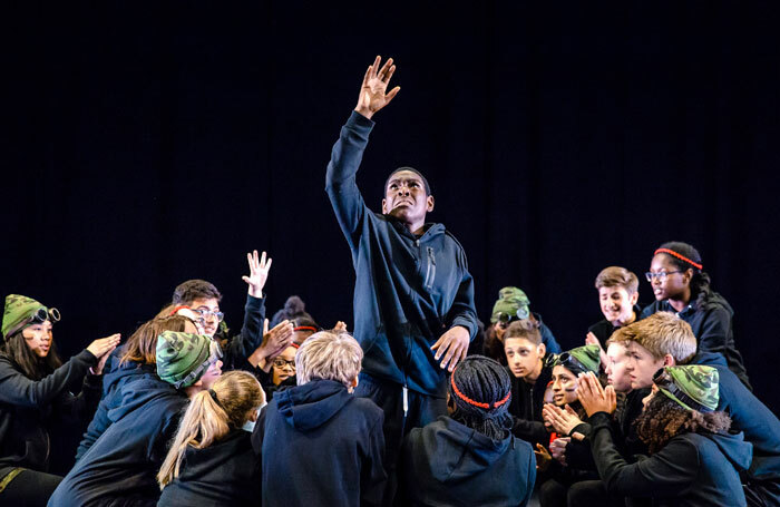 Haggerston School pupils perform Chinonyerem Odimba's The Sweetness of a Sting as part of the National Theatre's Connections festival. Photo: The Other Richard