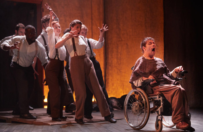 Jamie Beddard and the company of The Elephant Man at Bristol Old Vic. Photo: Mark Douet