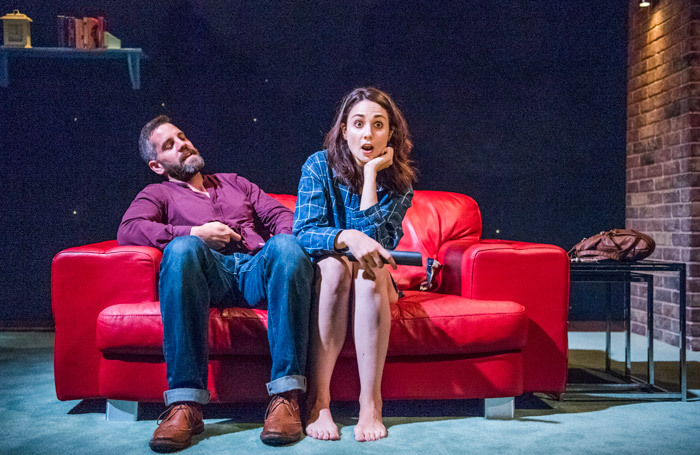 John Hopkins and Tuppence Middleton in The One at Soho Theatre, London. Photo: Tristram Kenton