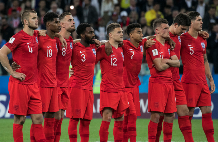 England football team before playing Columbia. Photo: Shutterstock