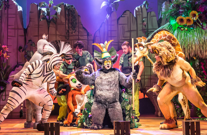 The cast of Madagascar the Musical at New Wimbledon Theatre, London. Photo: Scott Rylander