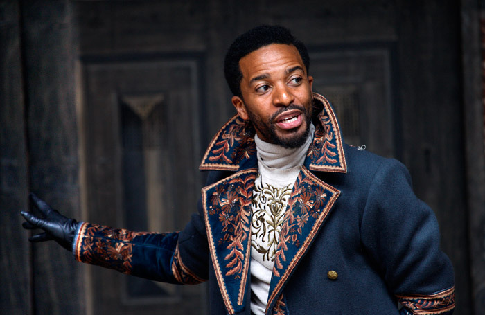 Andre Holland in Othello at Shakespeare's Globe, London. Photo: Simon Annand