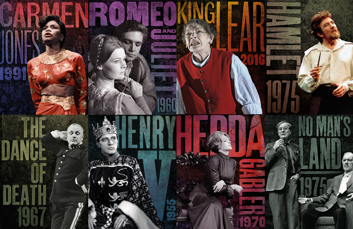 The stamps include Judi Dench and John Stride in Romeo and Juliet in 1960 alongside Glenda Jackson's King Lear in 2016