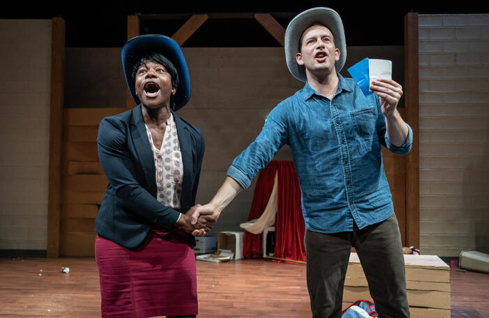 Jennifer Kidwell and Scott R Sheppard in Underground Railroad Game at the Traverse, Edinburgh. Photo: Aly Wright