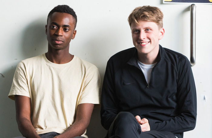 Kwaku Mills and Alex Austin in rehearsals for the End of Eddy. Photo: Alicia Clarke