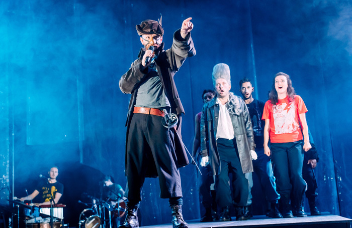 Brian Ferguson and the cast of Cyrano de Bergerac at Tramway, Glasgow. Photo: Mihaela Bodlovic
