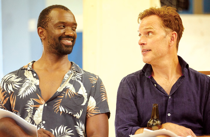 Daon Broni and Daniel Lapaine in rehearsals for Holy Shit. Photo: Mark Douet