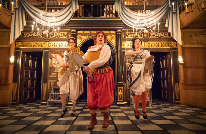 The cast of Love's Labour's Lost at Sam Wanamaker Playhouse, London. Photo: Marc Brenner