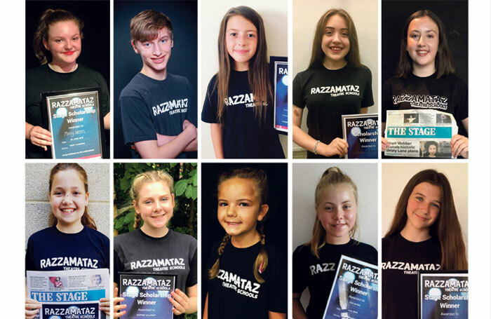 The Stage Scholarship winners from Razzamataz Theatre Schools (clockwise from top left): Molly Neen, Scott Lynam, Lois Donaway, Madelaine Ainscough, Imogen Rogers, Maddie Cox, Zoe Jordan, Libby Evans, Sophie Ullyart and Rebecca Silverstone