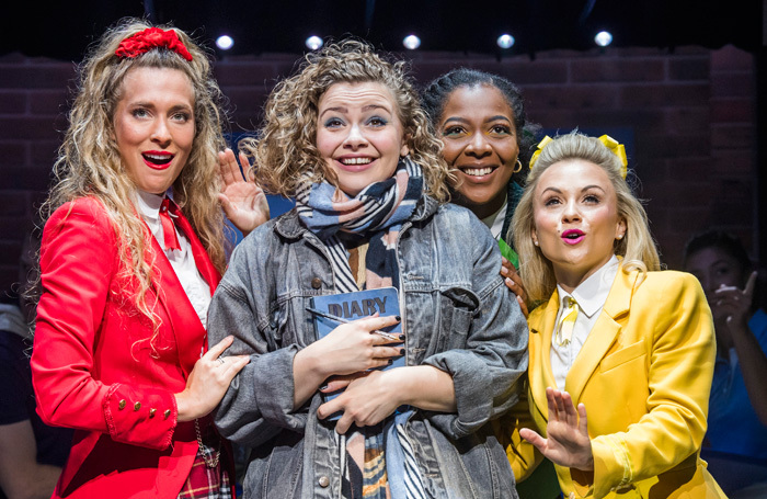 Jodie Steele, Carrie Hope Fletcher, T'Shan Williams and Sophie Isaacs in Heathers the Musical at Theatre Royal Haymarket. Photo: Tristram Kenton