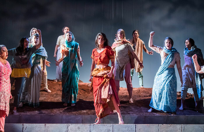 Anya Chalotra (centre) in The Village at Theatre Royal Stratford East. Photo: Tristram Kenton