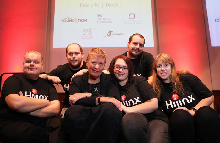 Hijinx Theatre chief executive Clare Williams (centre) with, left to right, company actors Danny Mannings, Richard Newnham, Lucy Green, Tom Spencer and Lindsay Foster