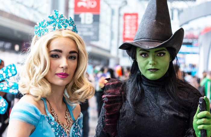 Actors dressed as Elphaba and Galinda from Wicked at Comic Con 2018. Photo: Howard Sherman