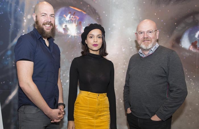 Royal Holloway professor James Bennett, supporter Georgina Campbell and Audience of the Future's Andrew Chitty