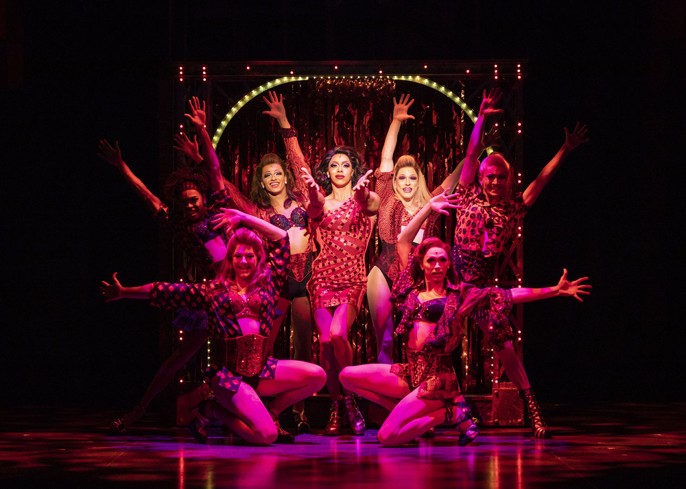 The cast of Kinky Boots at Royal and Derngate, Northampton. Photo: Helen Maybanks