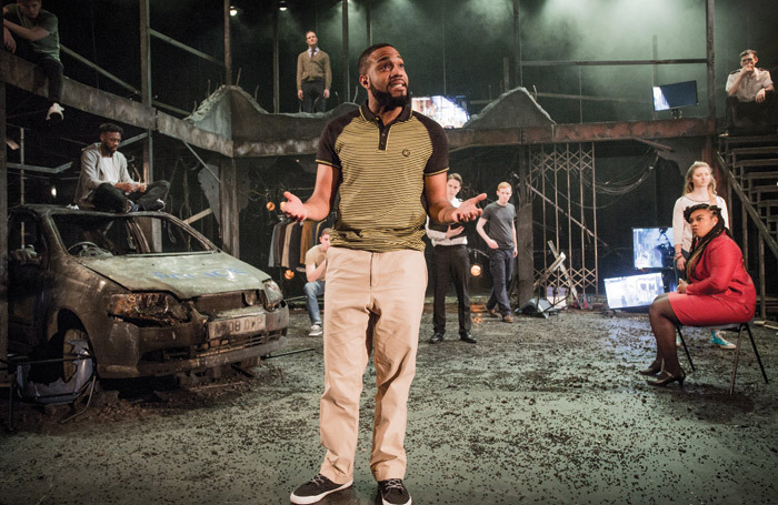 Rose Bruford College’s production of The Riots at Stratford Circus in 2017. Photo: Robert Workman