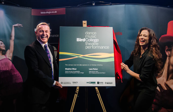 Bird College president Stephen Mear with patron Lara Pulver at the opening of the school's new campus