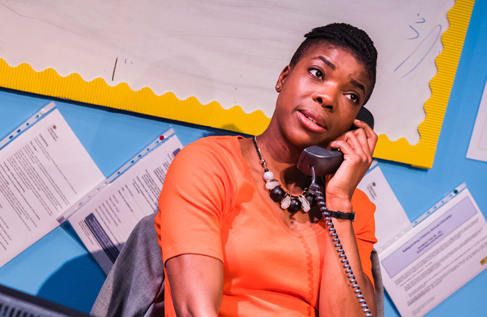 Once upon a time, before Twitter, the telephone was used as a tool to communicate joy. School Play at Southwark Playhouse. Photo: Tristram Kenton