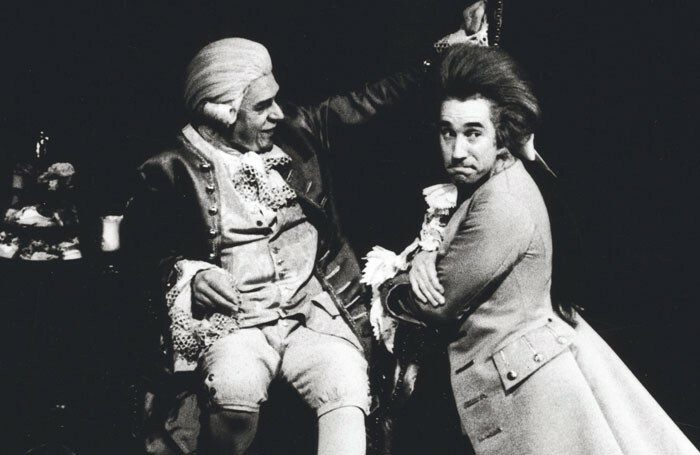 Paul Scofield and Simon Callow in Amadeus at the National Theatre in 1979. Photo: Nobby Clark