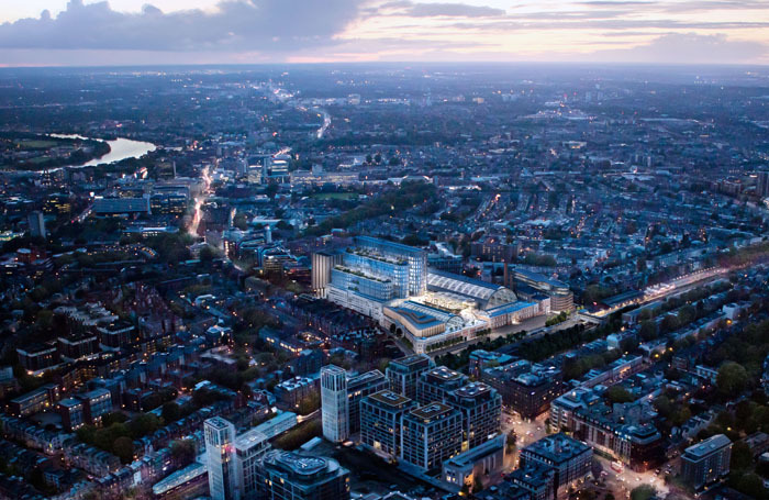 CGI of Olympia London development at night. Photo: Yoo Capital