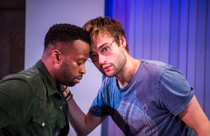 Clifford Samuel and Douglas Booth in A Guide for the Homesick at Trafalgar Studios, London. Photo: Tristram Kenton