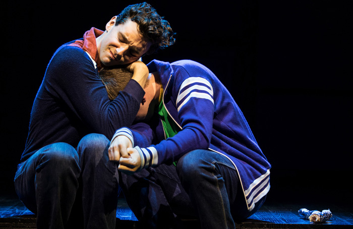 Michael Urie and Jack DiFalco in Torch Song at Helen Hayes Theatre, New York. Photo: Matthew Murphy