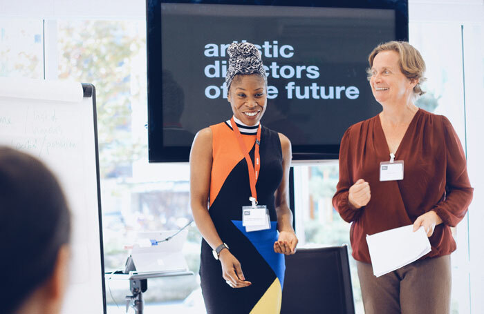 Artistic Directors of the Future founder Simeilia Hodge-Dallaway with the Independent Theatre Council's Charlotte Jones at ADF's Diversifying Regional Theatre Boards event in 2017. Photo: Thomas Husbands
