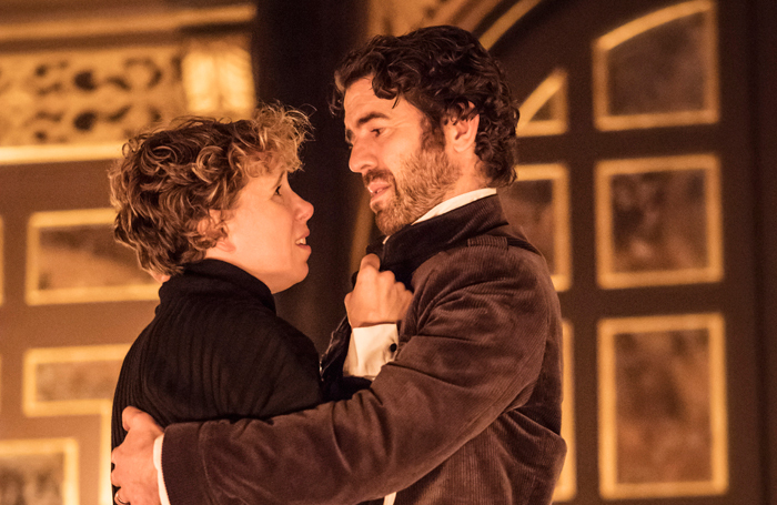 Michelle Terry and Paul Ready in Macbeth at the Sam Wanamaker Playhouse, London. Photo: Johan Persson