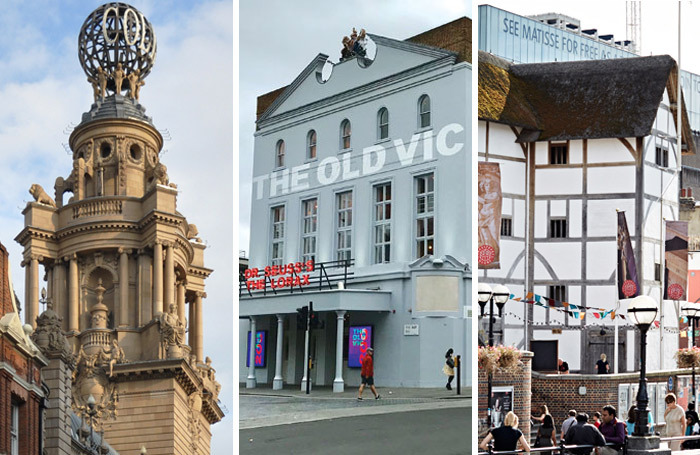 English National Opera, the Old Vic and Shakespeare's Globe have all faced board-level challenges. Photos: Andreas Praefcke (Coliseum)/John Wildgoose (Globe)