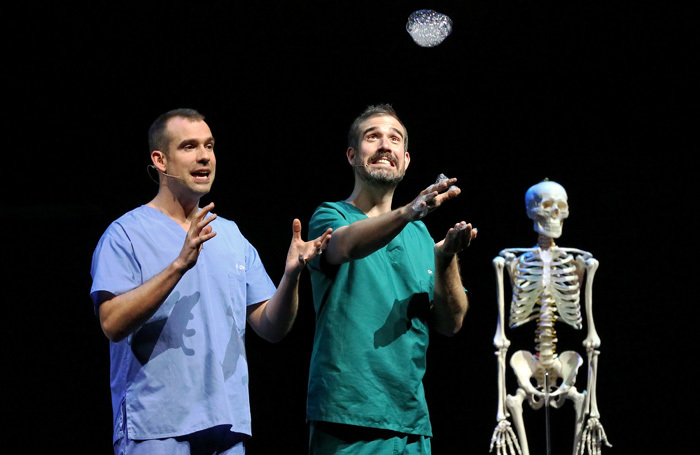 Chris and Xand van Tulleken in Operation Ouch! at Apollo Theatre, London. Photo: Prudence Upton