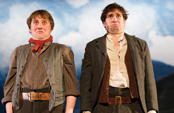 Jamie Beamish and Owen McDonnell in Stones in his Pockets at the Tricycle Theatre in 2012 – in which two actors play 15 characters. Photo: Tristram Kenton