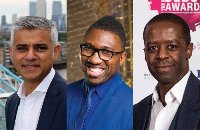 Sadiq Khan, Kwame Kwei-Armah and Adrian Lester gave speeches at the launch of BECTU's Theatre Diversity Action Plan. Photos: GLA/Richard Anderson/Alex Brenner