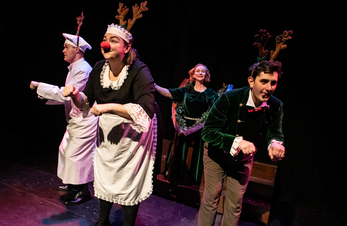 The cast of Crimes of the Christmas Pudding at Garrick Theatre, Lichfield. Photo: Pamela Raith.
