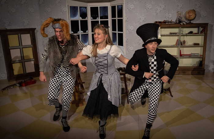Lawrence Russell, Leonie Spilsbury, and Darren Latham in Alice in Wonderland at Avenue Theatre, Ipswich