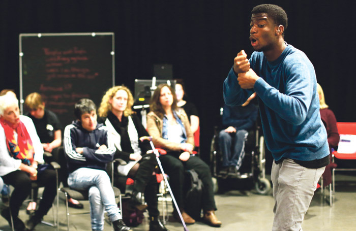 Graeae Ensemble graduate Jamal Ajala, taking part in the programme. Photo: Becky Bailey