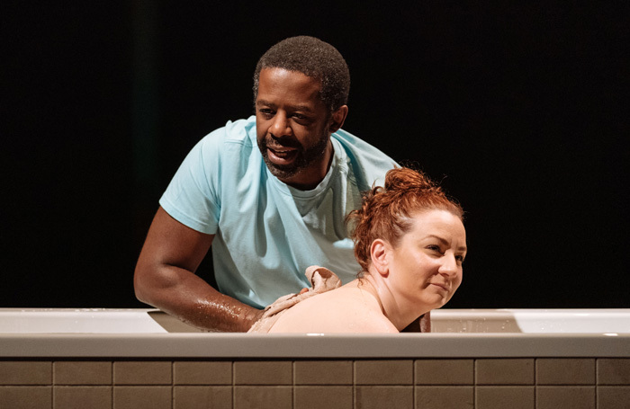 Adrian Lester and Katy Sullivan in Cost of Living at Hampstead Theatre, London. Photo: Manuel Harlan