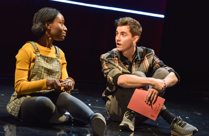 Heather Agyepong and Billy Cullum in Noughts and Crosses at Derby Theatre. Photo: Robert Day