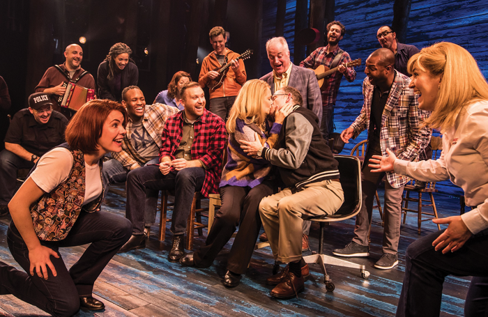 Cast of Come from Away at the Phoenix Theatre, London. Photo: Matthew Murphy