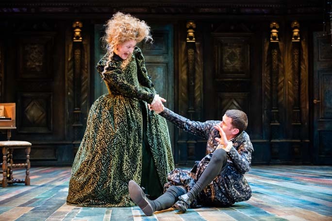 Claire Price and Joseph Arkley in The Taming of the Shrew at the Royal Shakespeare Theatre. Photo: Ikin Yum