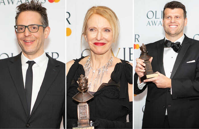 Left to right: Jon Clark, who won the Olivier award for best lighting design; Catherine Zuber, winner of the best costume design award; and Gareth Owen, winner of the best sound designer award. Photos: Pamela Raith