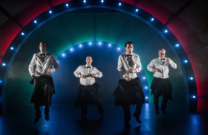 Ciaran Nolan, Marty Maguire, Chris Robinson and Conor Grimes in Bouncers at the MAC, Belfast. Photo: Neil Harrison