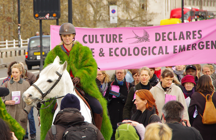 The horse led procession stops traffic on Waterloo Bridge. Photo: Terry Matthews