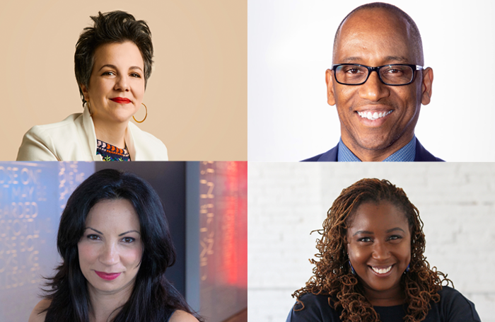 New artistic directors in the US. Clockwise from top left: Maria Manuela Goyanes at Woolly Mammoth Theatre, Robert Barry Fleming Actors Theatre of Louisville, Nataki Garrett of Oregon Shakespeare Festival, Stephanie Ybarra of Centerstage Baltimore. Photo: Daniel Winters