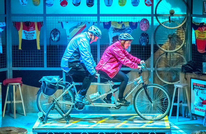 John Godber and Jane Thornton in Scary Bikers. Photo: Antony Robling