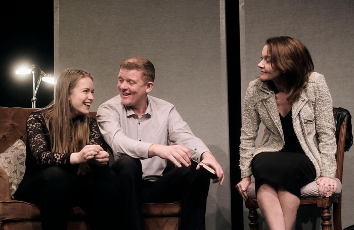 Bea Watson, Cameron Robertson and Emmy Happisburgh in Harper Regan at the Tabard Theatre, London. Photo: Rob Youngson