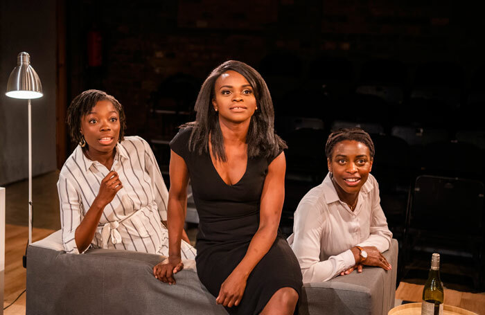 Estella Daniels, Kemi Durosinmi and Elizabeth Ita in Hoard at the Arcola Theatre, London. Photo: Tristram Kenton