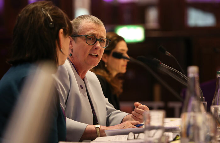 Equity general secretary Christine Payne at the union's 2019 annual representative conference. Photo: Phil Adams