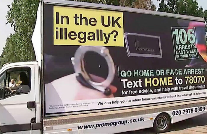 These 'go home' vans were part of a controversial advertising campaign by the Home office in 2013