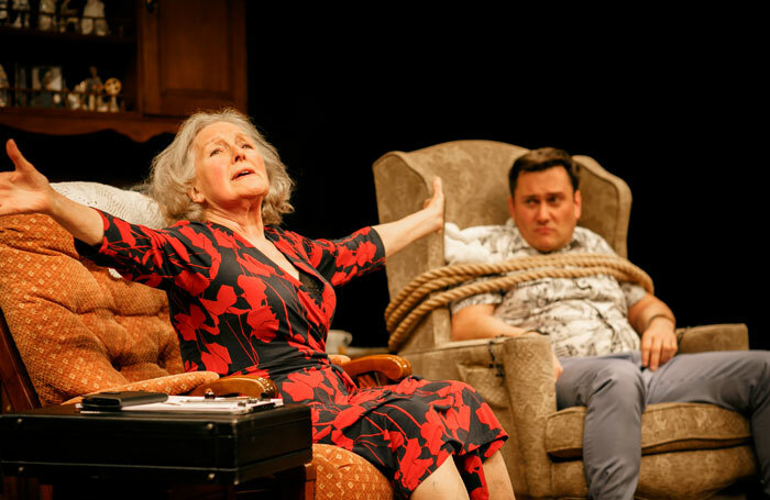 Marlene Sidaway and Kevin Tomlinson in Beneath the Blue Rinse at Park Theatre, London. Photo: Ben Wilkin